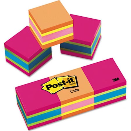 Post-It Sticky note Notes Mini Cubes- 2 x 2- Assorted Ultra Colors- 3 400-Sheet Pads/Pack 2051-3PK